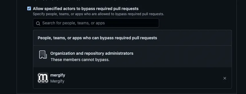 Mergify bypass required pull requests
